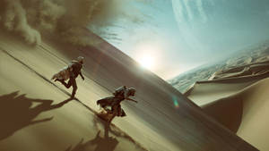 Dune 2021 Running From Sandworm Wallpaper