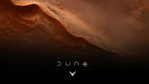 Dune - A Desert With A Red And White Background Wallpaper