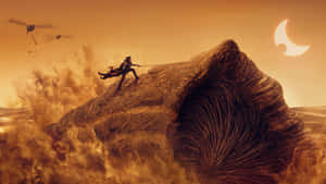 Dune Sandworm Riding Scene Wallpaper