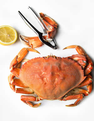 Dungeness Crabwith Lemonand Crab Cracker Tool Wallpaper