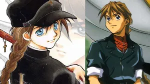 Duo Maxwell Standing Tall And Holding His Weapon Against A Futuristic Backdrop. Wallpaper