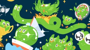 Duolingo Green Dragon Characters Wallpaper