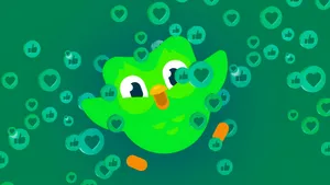 Duolingo Owl With Hearts Wallpaper
