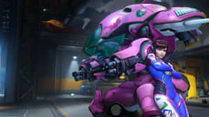 Dva Leaning On The Meka Robot Overwatch Wallpaper