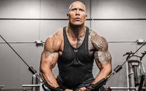 Dwayne Johnson Chest Workout Wallpaper