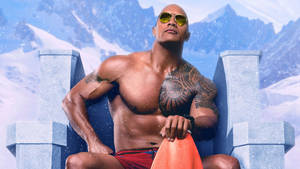 Dwayne Johnson Looking Fierce In A Still From Baywatch. Wallpaper