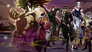 Dynamic Action Scene From Stardust Crusaders Wallpaper