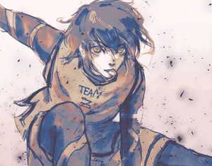 Dynamic Anime Character Sketch Wallpaper