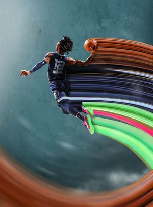 Dynamic Basketball Player Artistic Action Wallpaper