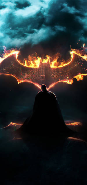 Dynamic Batman Dark Symbol Illuminated Iphone Wallpaper Wallpaper