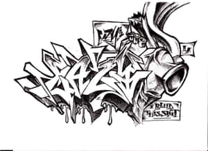 Dynamic Black And White Graffiti Wall Art Wallpaper