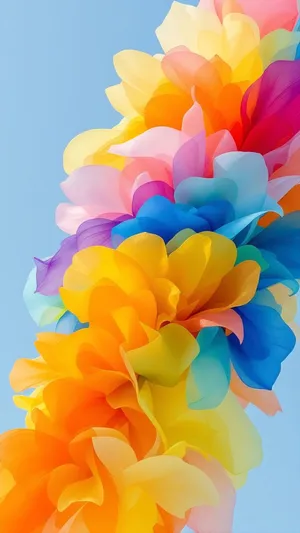 Dynamic Cascade Of Airy Translucent Color Shapes Wallpaper