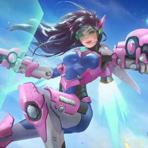 Dynamic D.va From Overwatch In Action Wallpaper