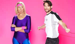 Dynamic Duo Pink Backdrop Wallpaper