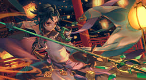 Dynamic Genshin Impact Xiao In Intense Battle Wallpaper