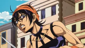 Dynamic Narancia Ghirga Posing In Action Wallpaper