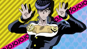 Dynamic Pose Of Josuke Higashikata From Jojo's Bizarre Adventure Wallpaper