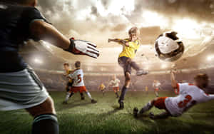 Dynamic Soccer Match Action Shot Wallpaper