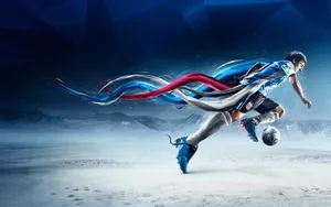 Dynamic Soccer Player Action Shot Wallpaper