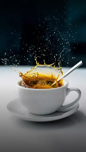 Dynamic Tea Splash Capture Wallpaper
