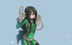 Dynamic Tsuyu Asui In Action Wallpaper