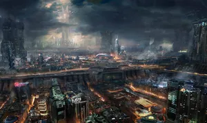 Dystopian_ Cityscape_ Futuristic_ Metropolis.jpg Wallpaper