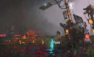 Dystopian_ Robot_ Graveyard_ Mourning Wallpaper