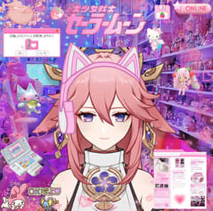 E-girl Yae Miko Pfp Wallpaper