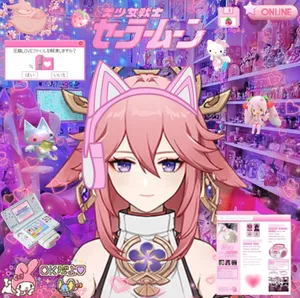 E-girl Yae Miko Pfp Wallpaper