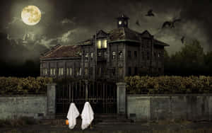 Eager Trick-or-treaters On Halloween Night Wallpaper