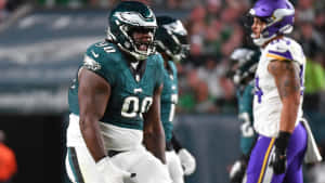 Eagles Defensive Lineman Facing Vikings Player Wallpaper