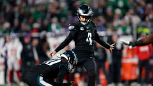Eagles Kicker Jake Elliott Field Goal Attempt Wallpaper