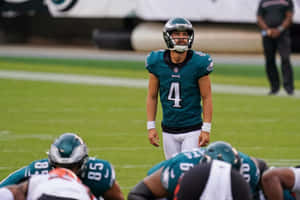 Eagles Kicker Prepares For Field Goal Wallpaper