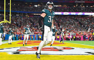 Eagles Player Celebrationat Stadium Wallpaper