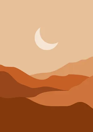 Earthy Moonrise Desert Landscape Wallpaper