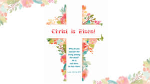 Easter Christ Is Risen Floral Cross Wallpaper