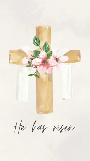 Easter Cross Floral He Has Risen Wallpaper