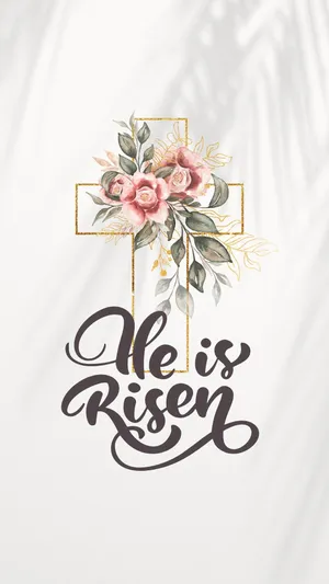 Easter Cross Floral He Is Risen Wallpaper