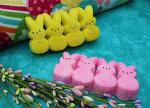 Easter Peeps Candy Display Wallpaper