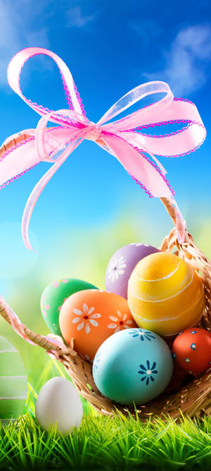 Easter Pink Ribbon Art Phone Wallpaper