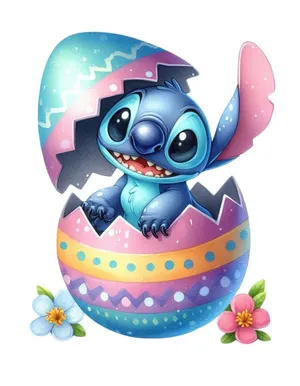 Easter Stitch Hatching From Egg Wallpaper