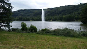 Echternach Lake Fountain View Wallpaper