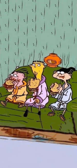 Ed, Edd N Eddy Eating On Sofa Wallpaper