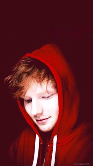 Ed Sheeran In A Red Hoodie Wallpaper