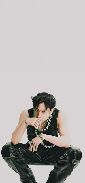 Edgy Monochrome Fashion Pose Wallpaper