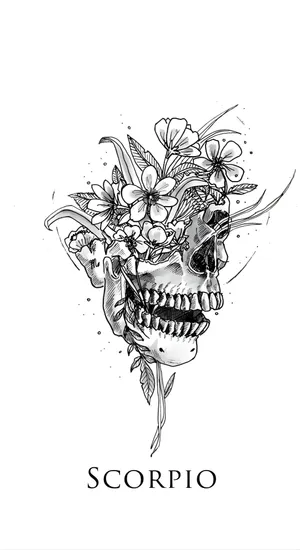 Edgy Scorpio Skull Art Wallpaper