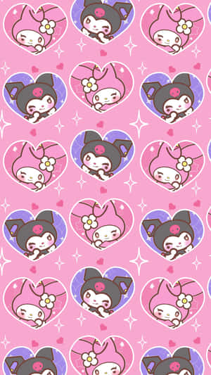 Edgy Yet Cute Kuromi Pattern Wallpaper Wallpaper