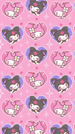 Edgy Yet Cute Kuromi Pattern Wallpaper Wallpaper