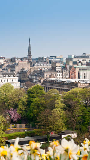 Edinburgh Cityscape Springtime Wallpaper