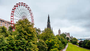 Edinburgh Princes Street Gardens Ferris Wheeland Scott Monument Wallpaper